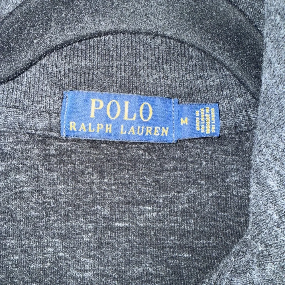 Polo Ralph Lauren Mens Quarter Zip Pullover Sweater Heather Grey Medium Cotton